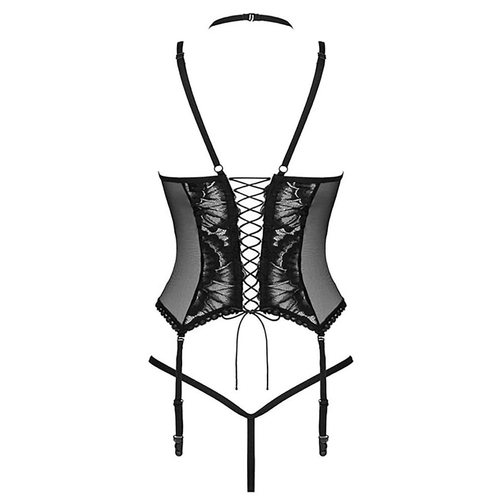 Obsessive Black Lace Alessya Corset with Adjustable Fit