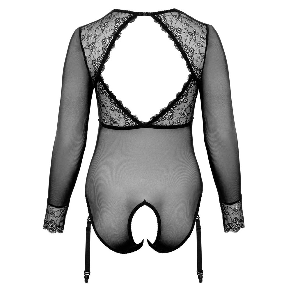 Cottelli Curves Black Long Sleeved Crotchless Body