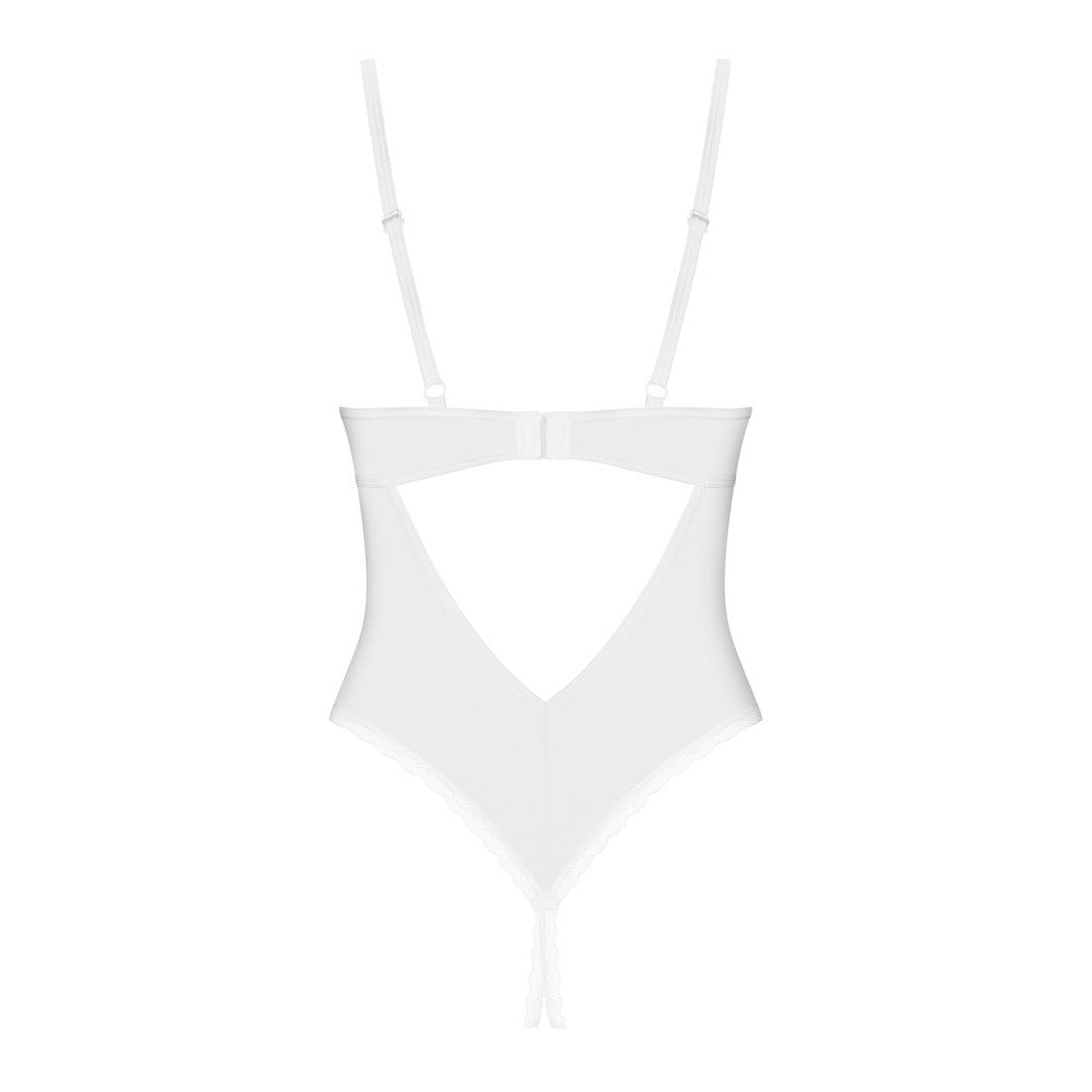 Obsessive White Crotchless Body with Adjustable Straps