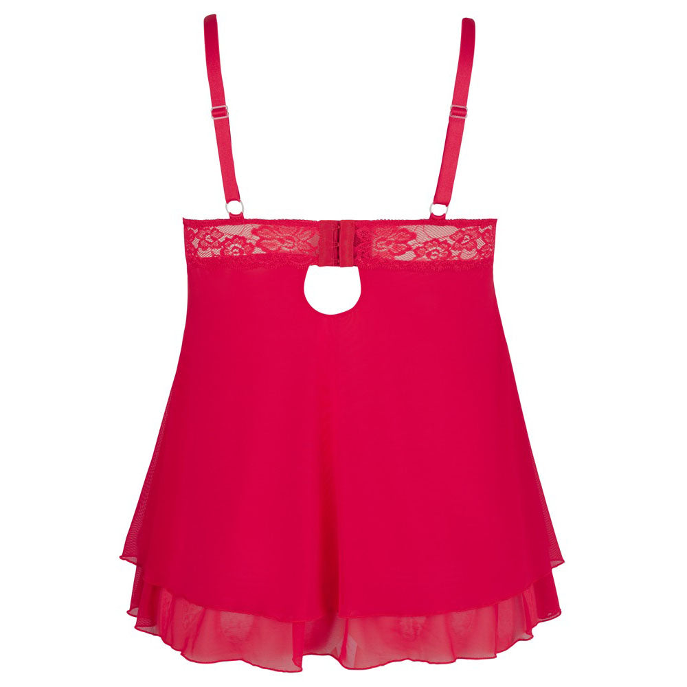 Cottelli Red Plus Size Babydoll with Lace Details