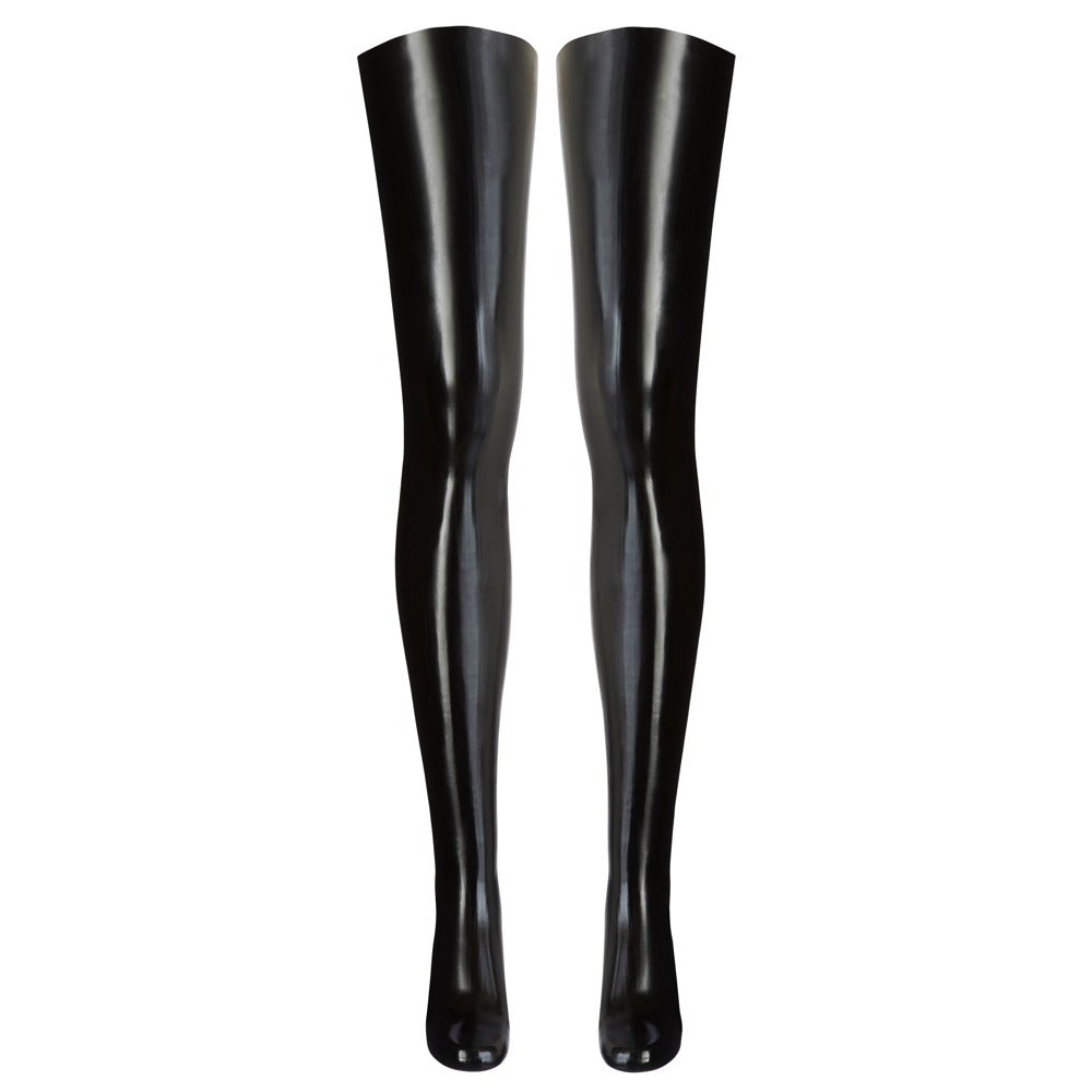 The Late X Black Latex Thigh-High Stockings for Women