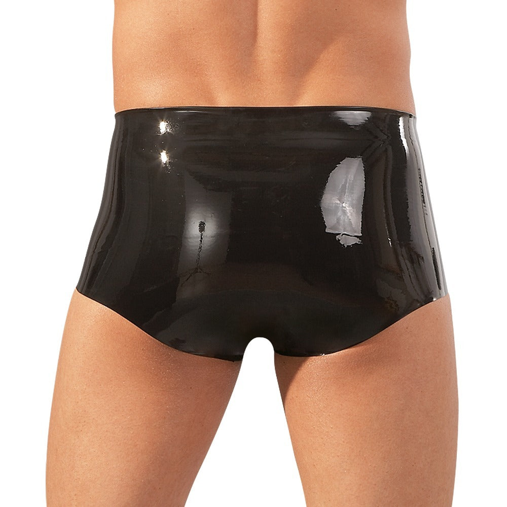 Seductive Latex Black Boxers with Penis Sleeve