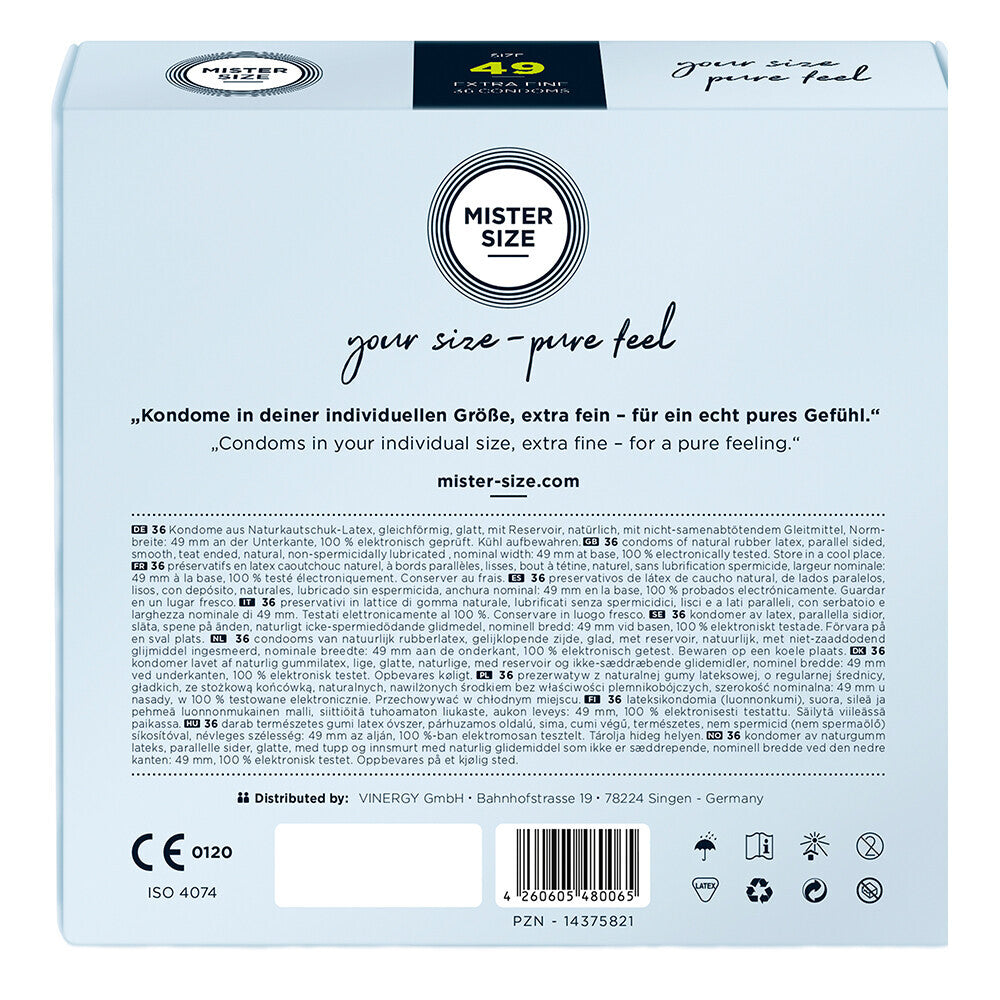 MISTER SIZE 49mm Clear Ultra Thin Pure Feel Condoms 36 Pack