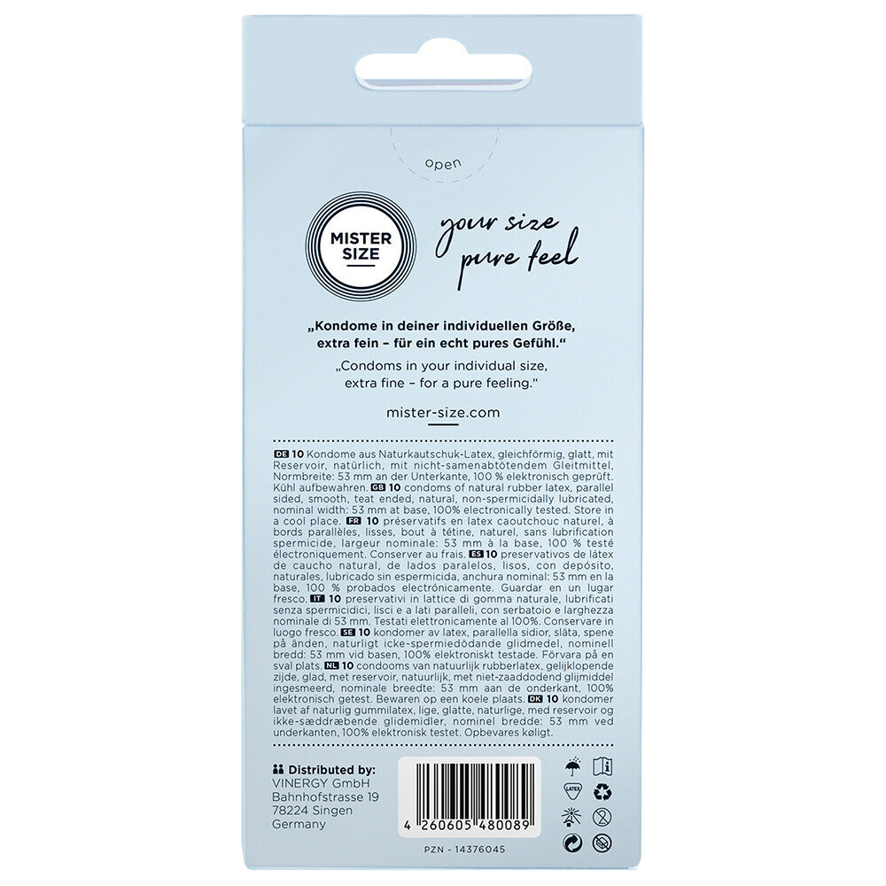 Mister Size 53mm Pure Feel Extra Thin Condoms 10 Pack