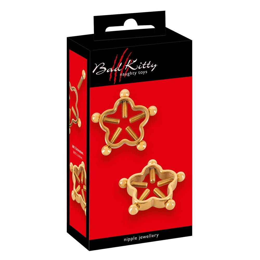 Bad Kitty Golden Stainless Steel Flower Nipple Clamps