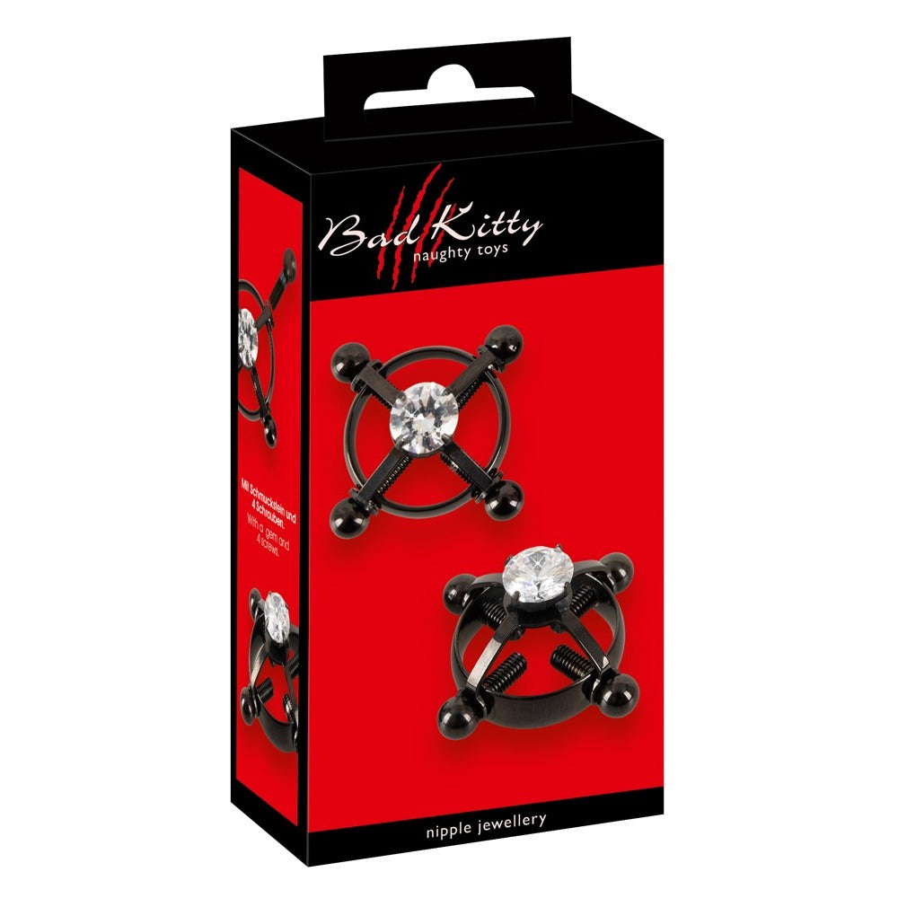 Bad Kitty Black Nipple Jewelry with Adjustable Clamps