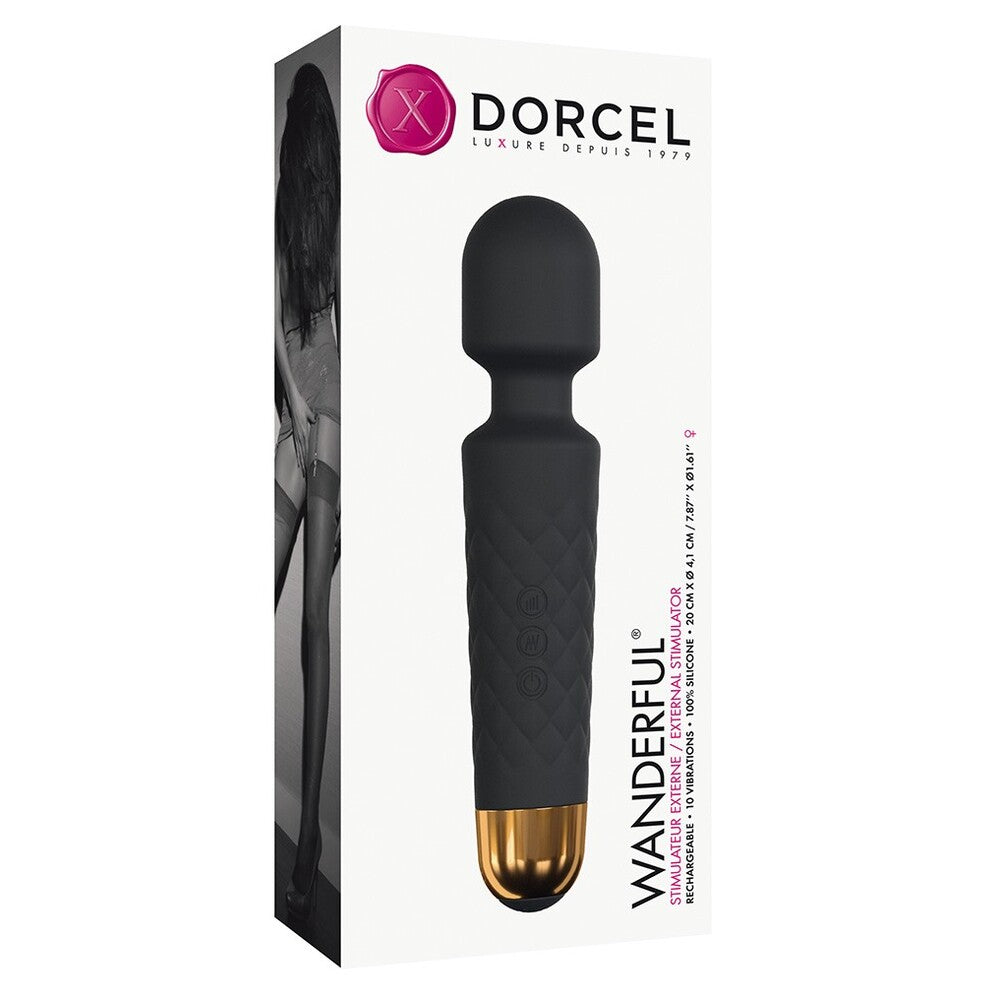 Dorcel Black Rechargeable Wanderful Wand with Waterproof Design