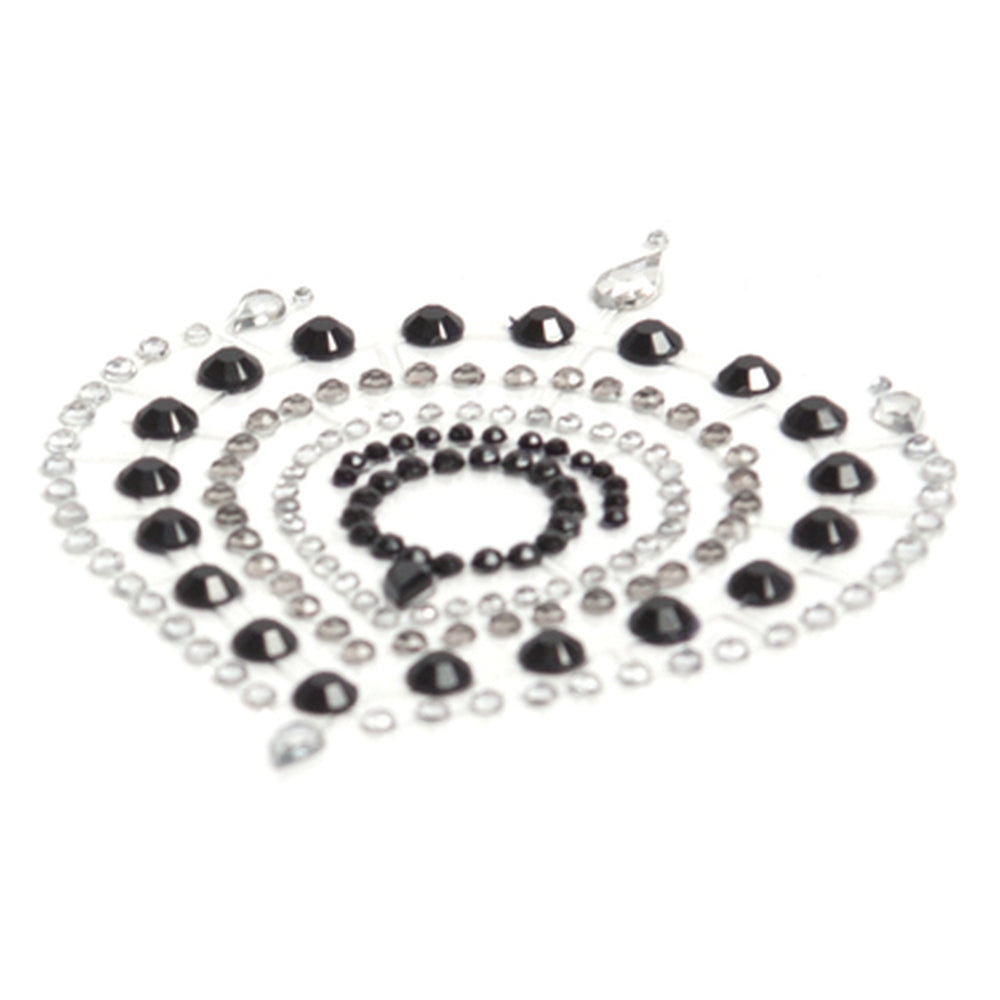 Bijoux Indiscrets Flamboyant Rhinestone Black Silver Jewellery angled view