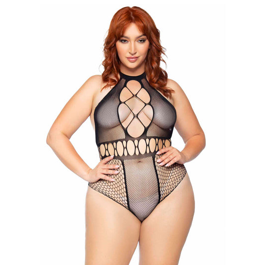 Leg Avenue Black Bodysuit for UK Sizes 14 to 18 T-Strap Neckline