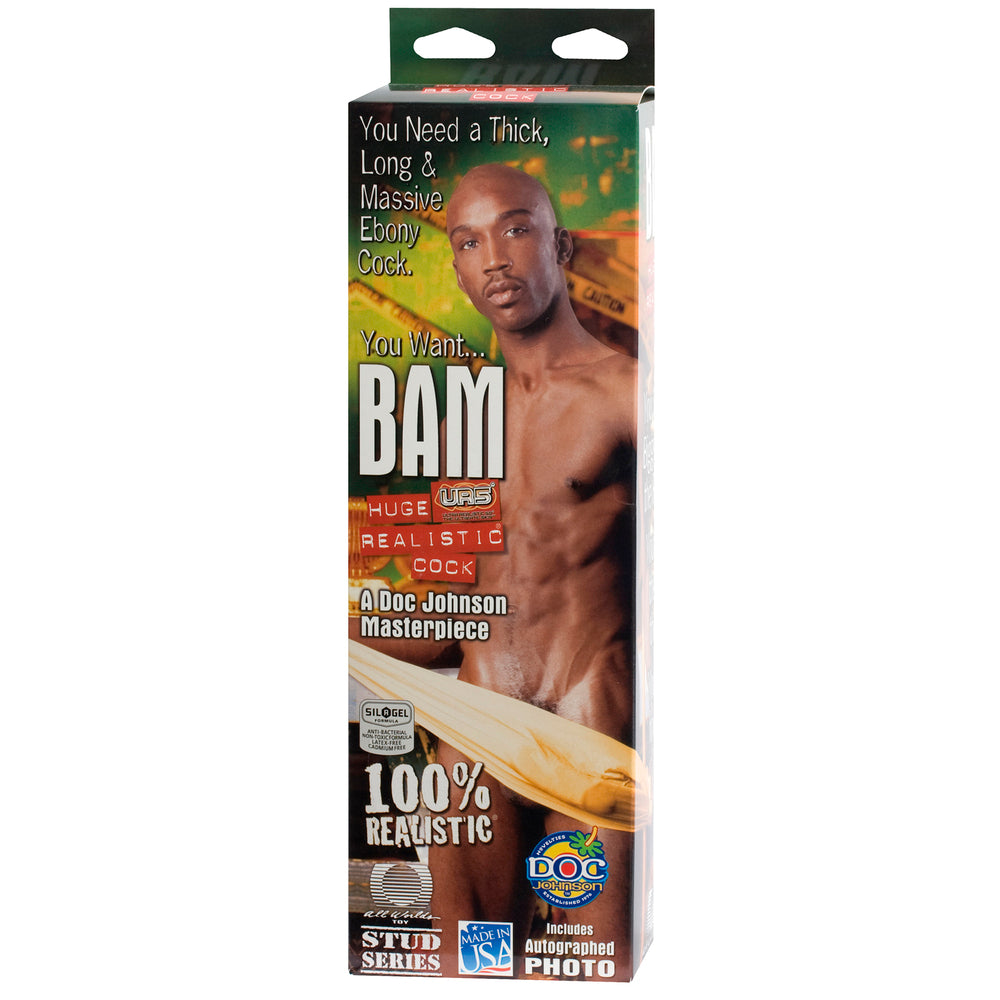 Bams Ebony 13 Inch Realistic Cock Dildo with Suction Cup Base