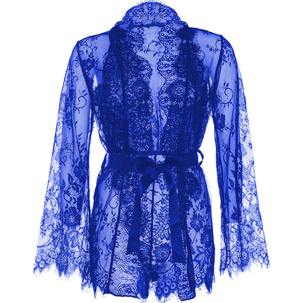 Leg Avenue Blue Floral Lace Teddy and Robe Set
