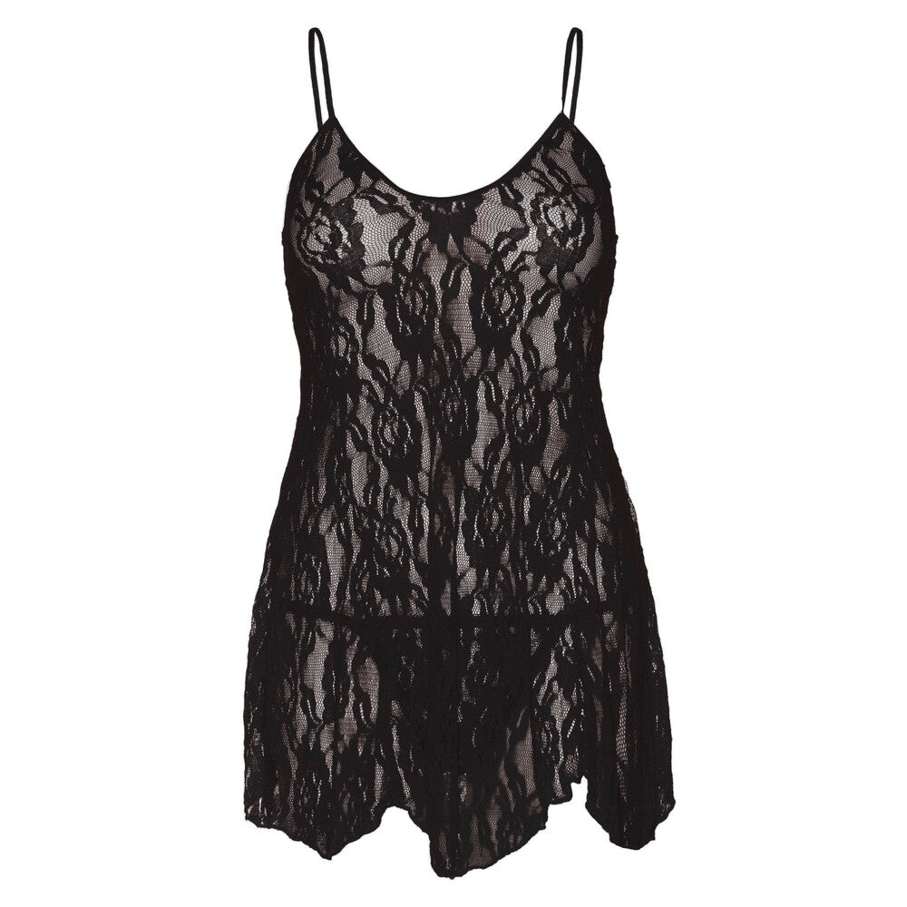 Leg Avenue Black Rose Lace Flair Chemise Plus Size UK 14-18