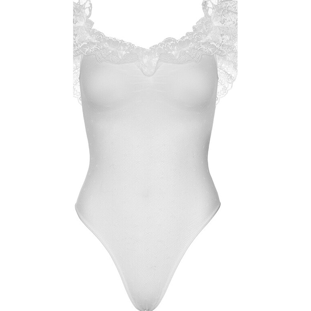 Leg Avenue Black Elegant Off the Shoulder Lace Teddy UK 8-14