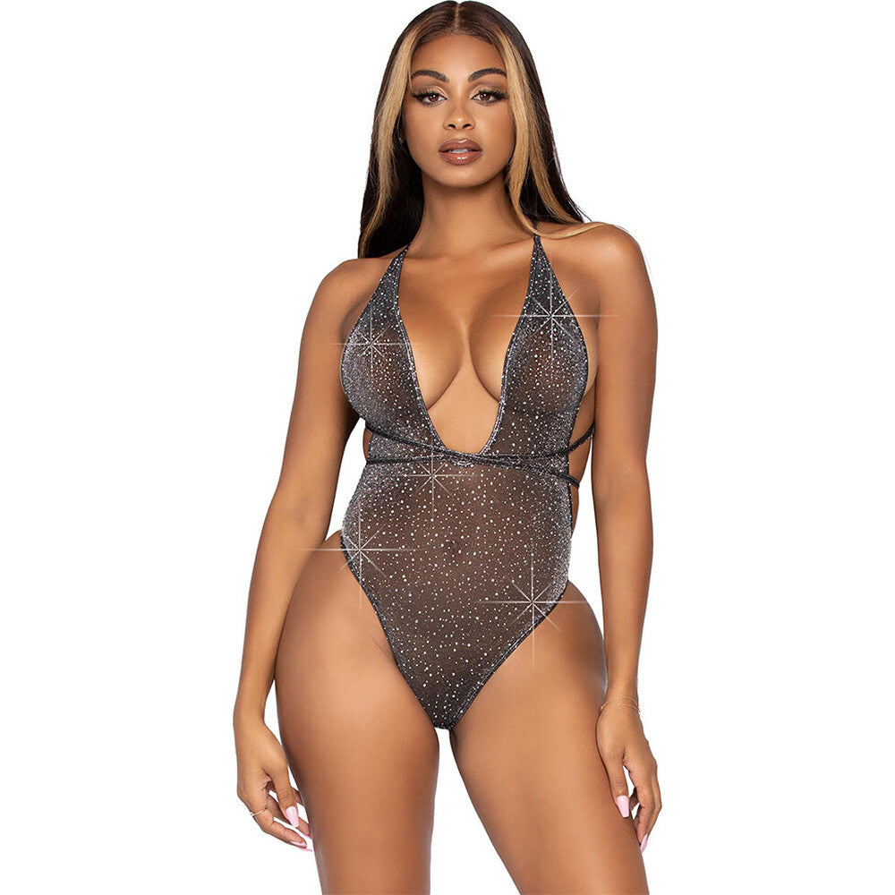 Leg Avenue Shimmering Teddy in Sheer Elegance UK 8 to 14