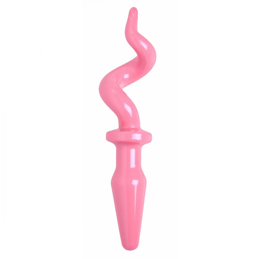 Bubblegum Bliss Pink Pig Tail Butt Plug with Spiraled Design