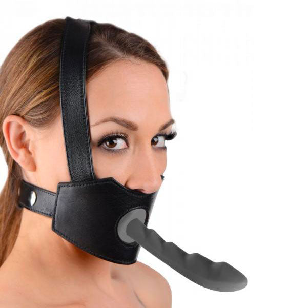Master Series Black Dildo Face Harness for Unisex Fit