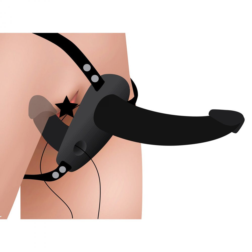 Pleasure Plus Black Silicone Vibrating Double Dildo