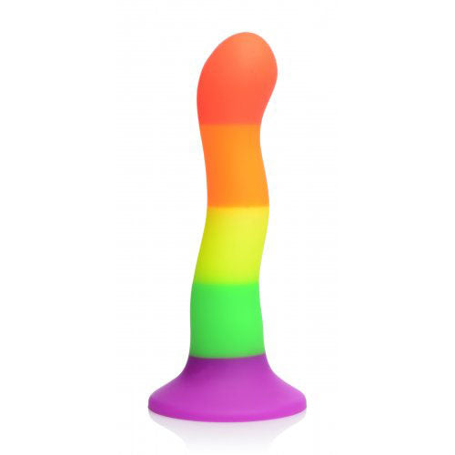Proud Rainbow Silicone Dildo with Adjustable Harness