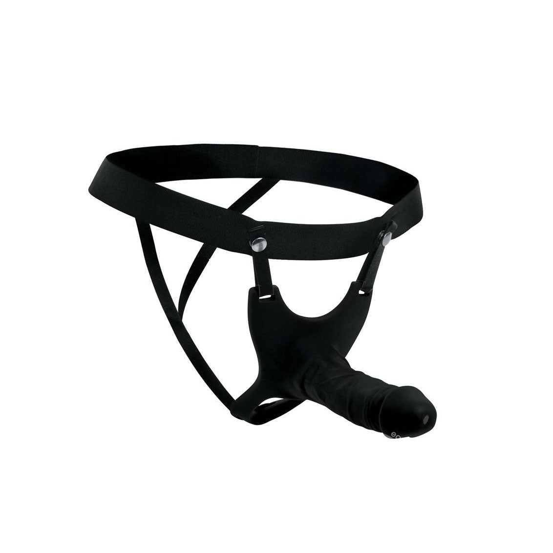 Size Matters Black Hollow Silicone Dildo Strap-On with Cum Thru Tip