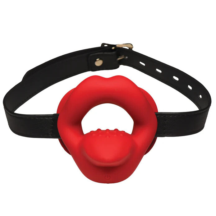 Master Series Black Vibrating Sissy Mouth Gag with Strap