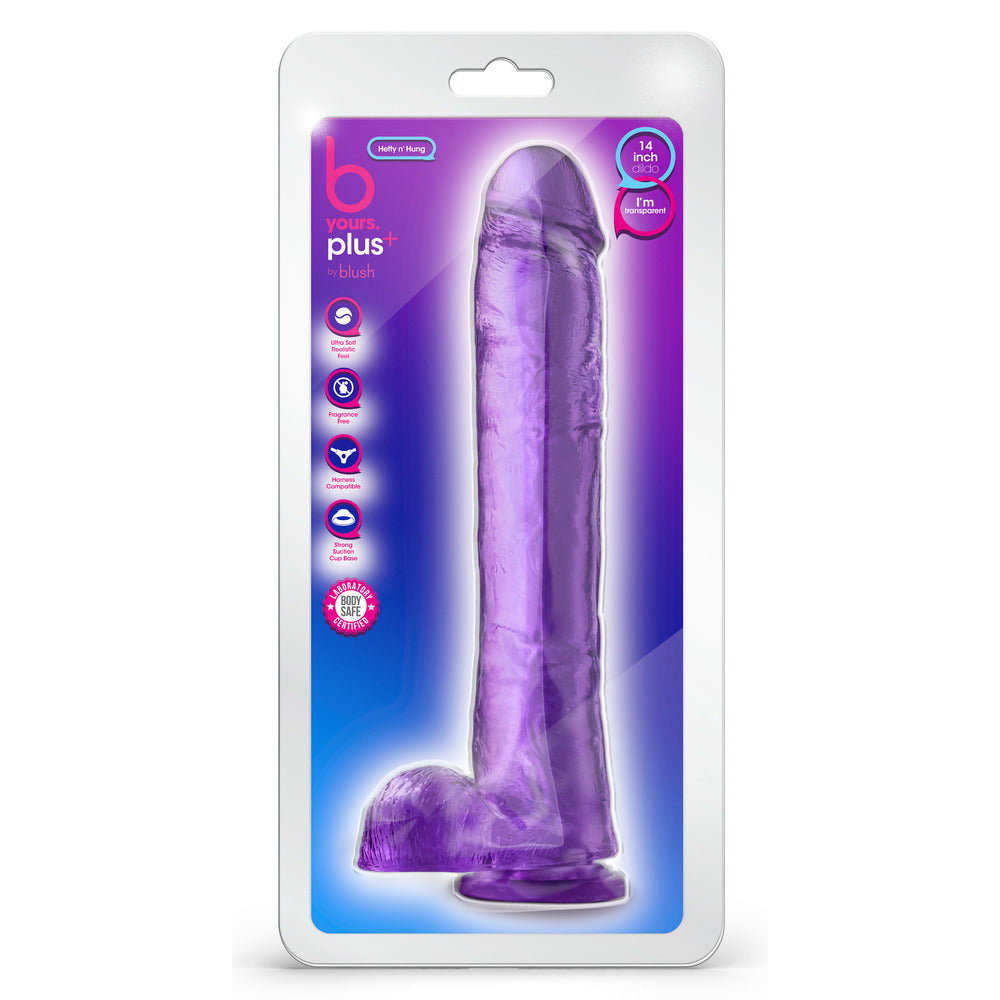 Blush Clear Purple B Yours Plus Hefty n Hung 14 Inch Dildo