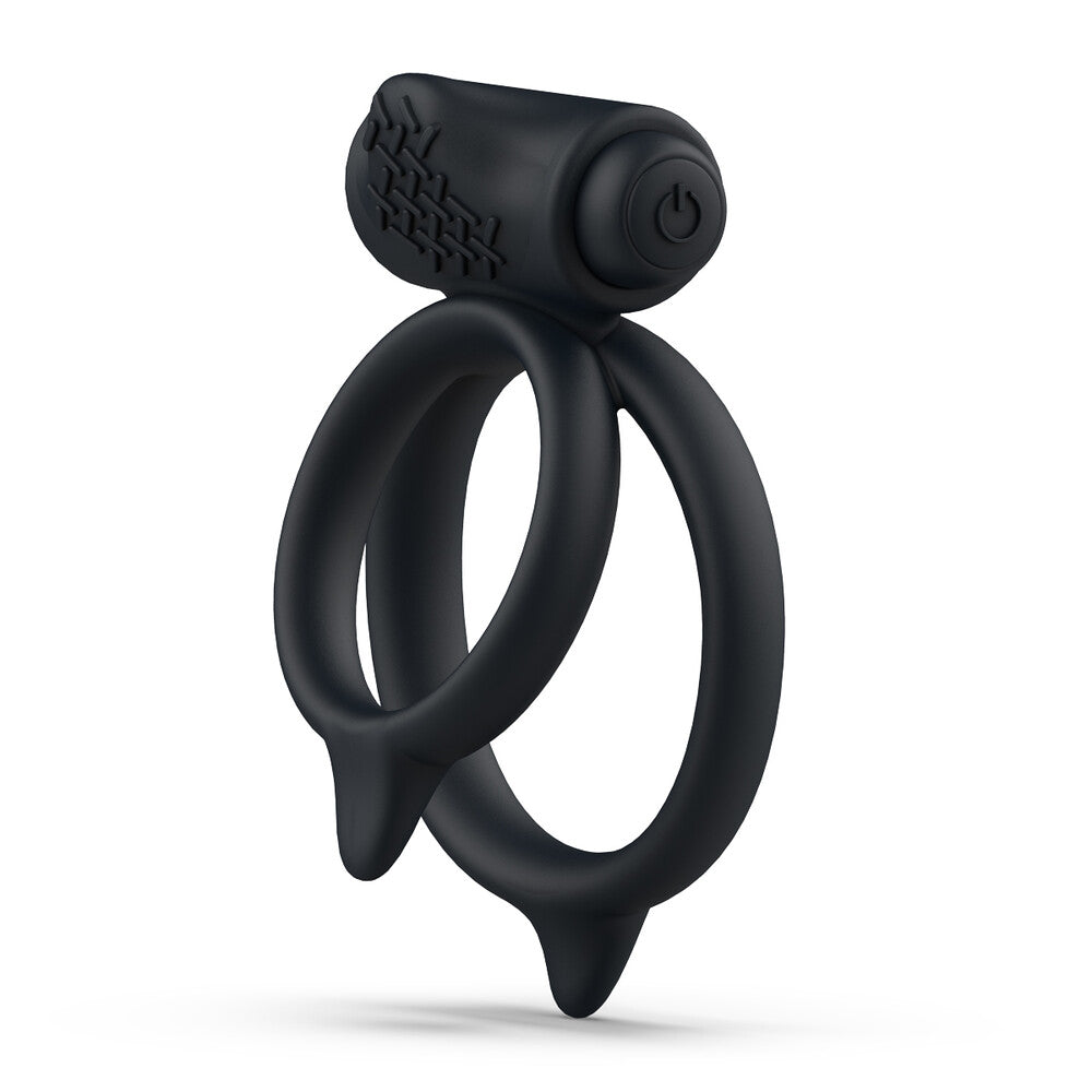 bswish Black Massaging Dual Cock Ring with Strong Vibrations