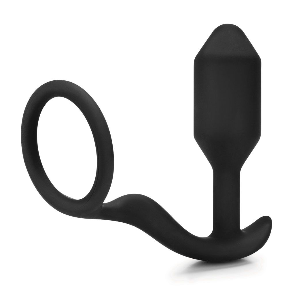 bVibe Black Multi-Sensation Weighted Anal Plug and Cock Ring