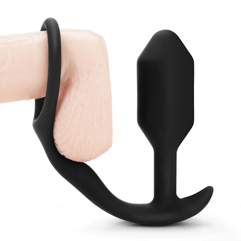bVibe Black Multi-Sensation Weighted Anal Plug and Cock Ring