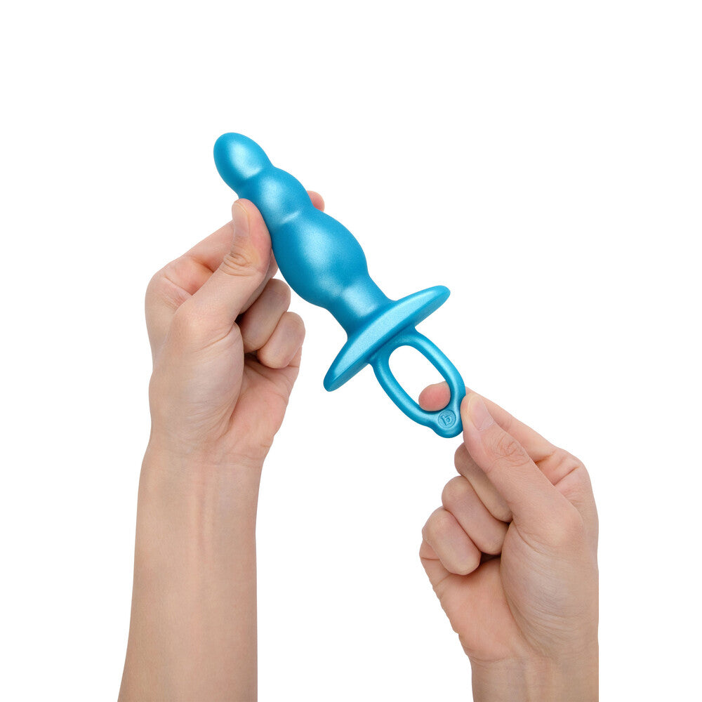 B-Vibe Blue Bouncy Butt Plug with Graduated Bead Texture