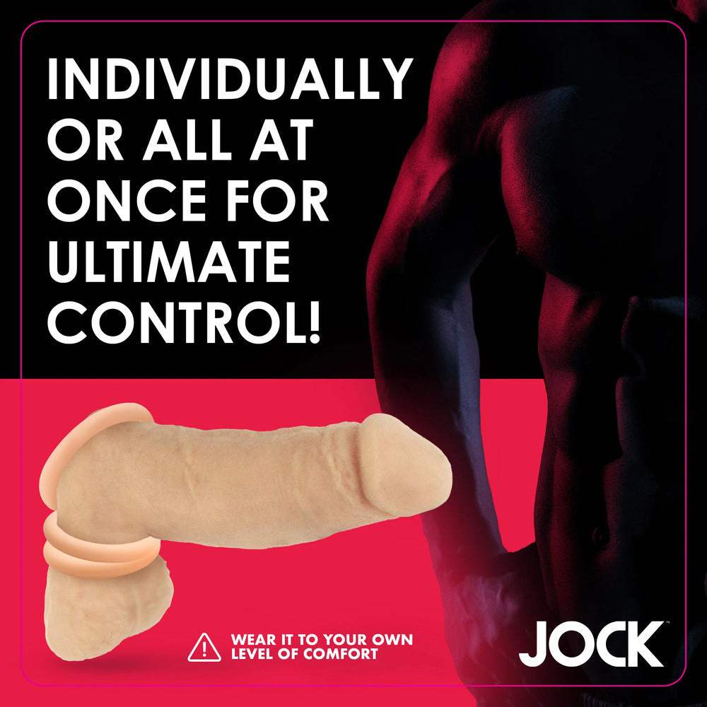 Jock Discreet Silicone Cock Ring Set in Skin Tone - 3 Sizes
