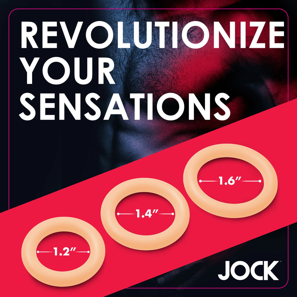 Jock Discreet Silicone Cock Ring Set in Skin Tone - 3 Sizes