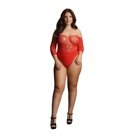 Le Desir Red Crotchless Rhinestone Teddy UK Sizes 14 to 20