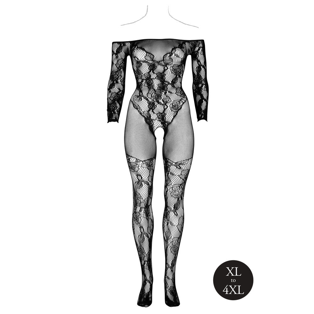 Le Desir Black Off Shoulder Long Sleeve Bodystocking