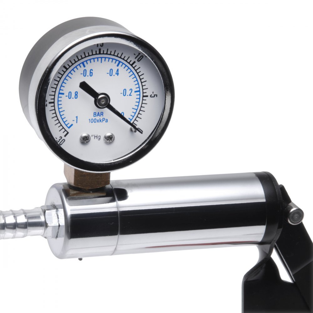 Size Matters Chrome Deluxe Steel Hand Pump with Pressure Gauge