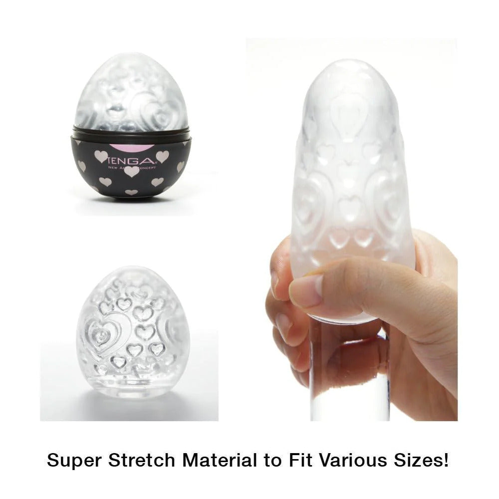 Tenga Lovers Egg White Masturbator with Heart Structure