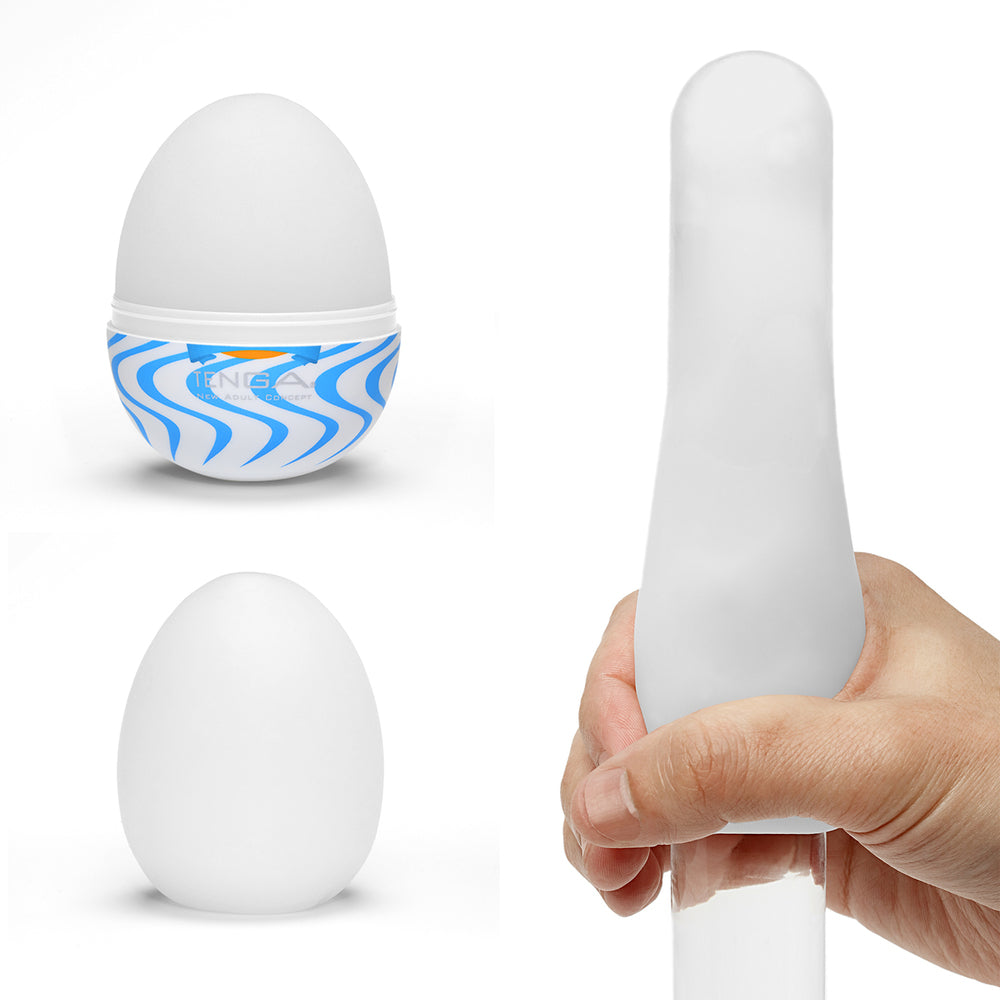 Tenga Wind Egg White Flexible Masturbator with Wave Texture