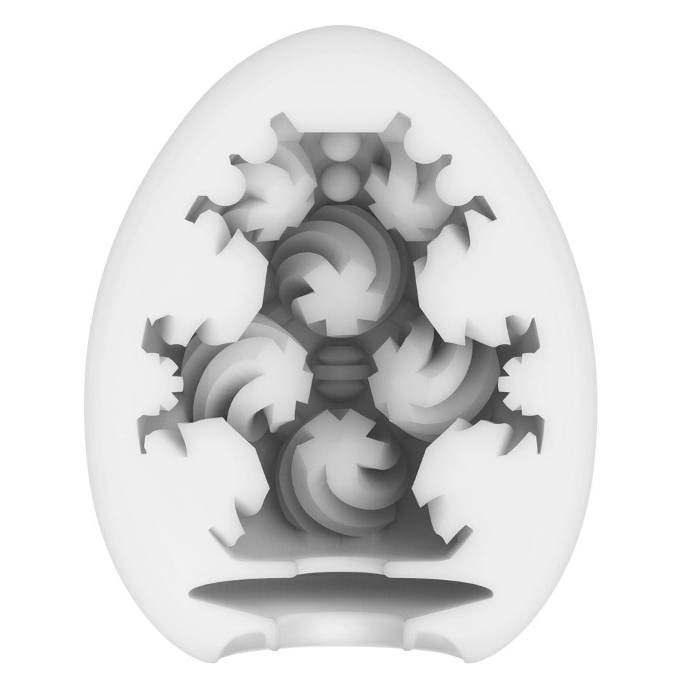 Tenga White Curl Egg Masturbator with Grooved Texture