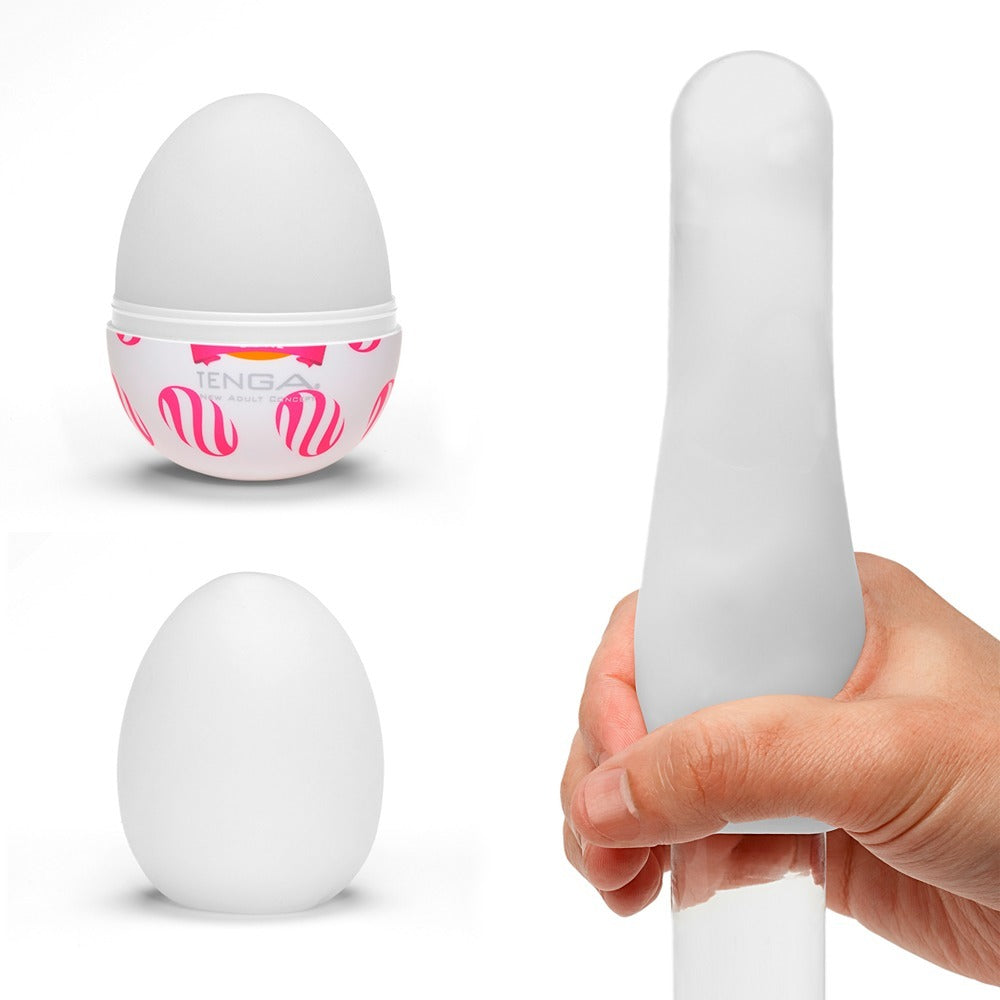 Tenga White Curl Egg Masturbator with Grooved Texture