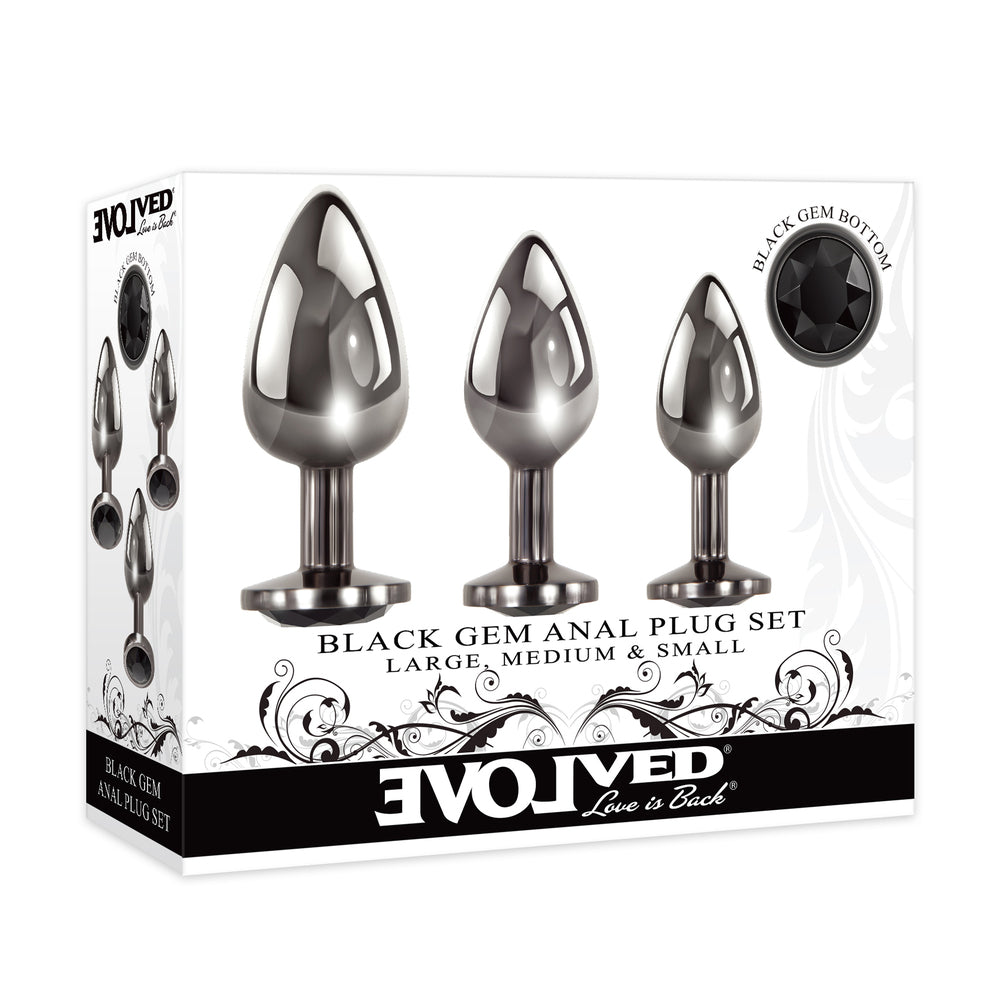 Evolved Gunmetal Black Gem Anal Plug Set