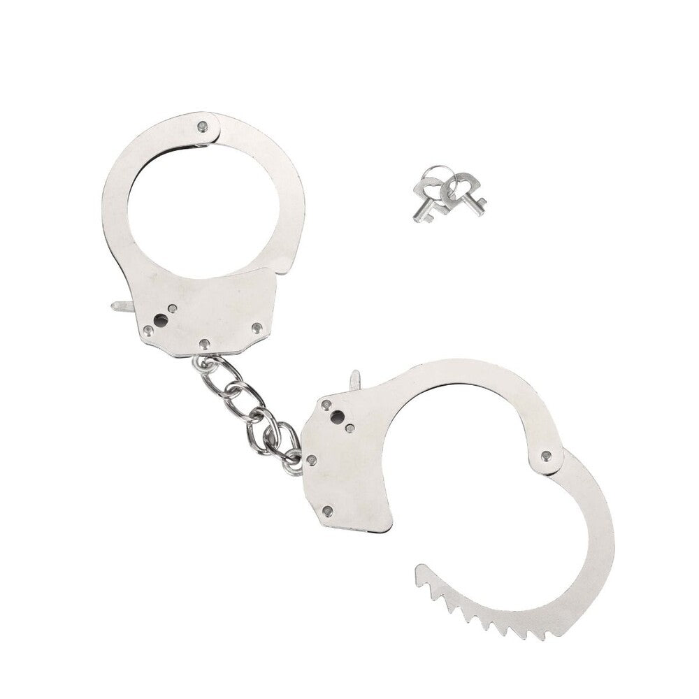 Me You Us Silver Heavy Metal Handcuffs Adjustable Durable