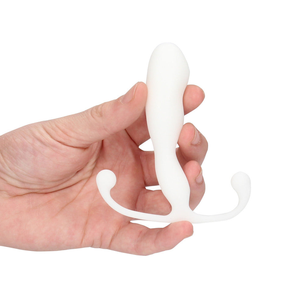 A person holding the Aneros Helix Trident Series Helix Prostate Massager