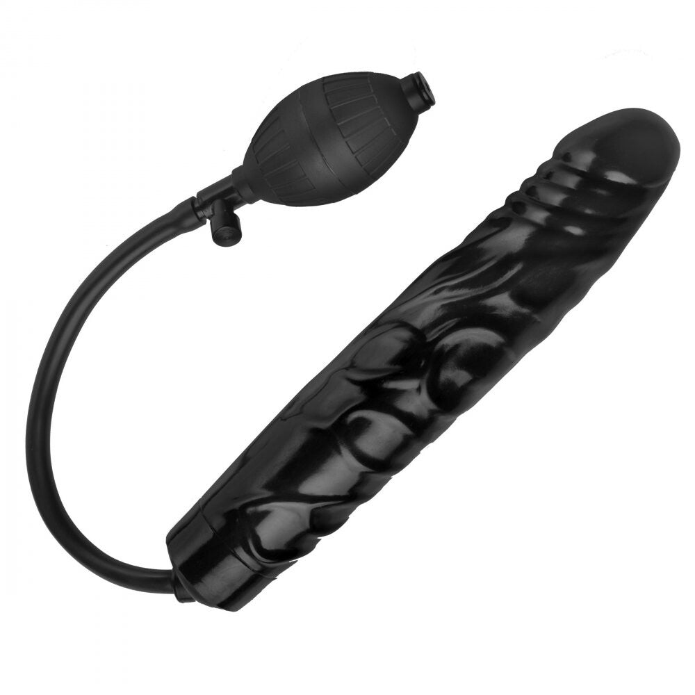 Black Rubber Inflatable Dildo 11 Inch Customizable Toy
