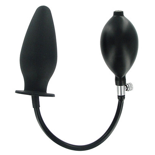 Premium Black Inflatable Butt Plug with Tapered End