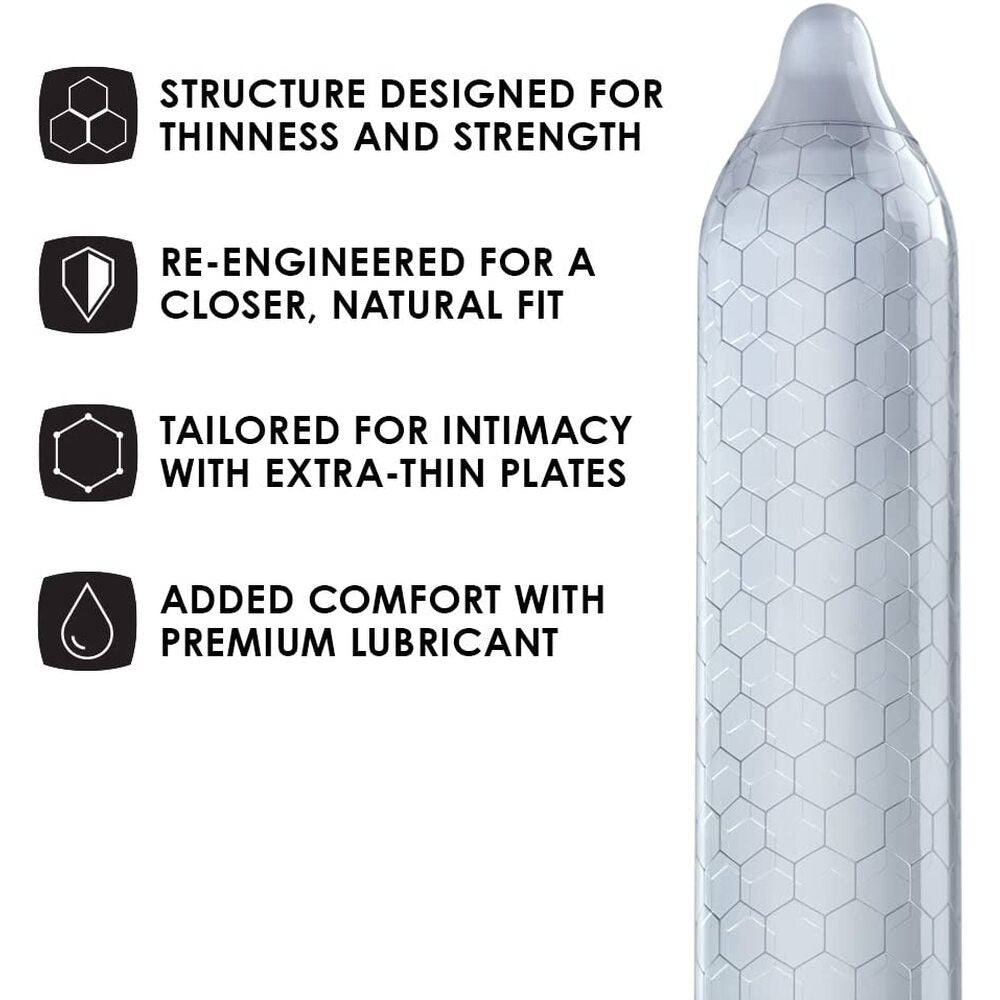 Lelo Hex Original Clear Latex Condoms 3 Pack