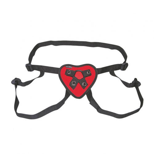 Lux Fetish Red Heart Strap On Harness Adjustable Nylon