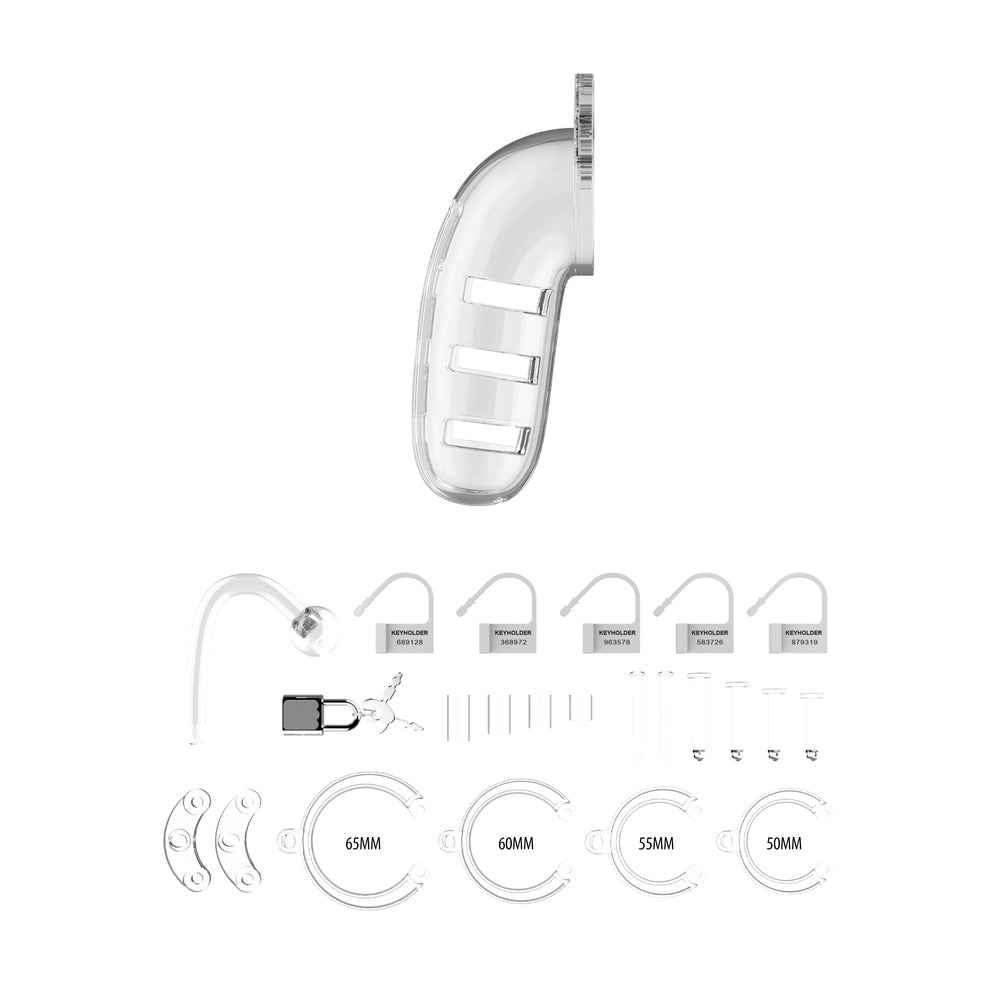 Man Cage Clear 5.5 Inch Male Chastity Cage with Anal Plug