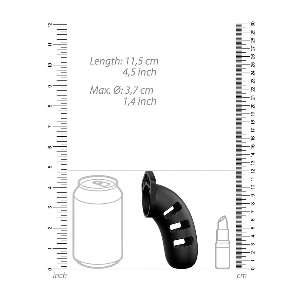Man Cage Black Silicone 4.5 Inch Male Chastity Cage
