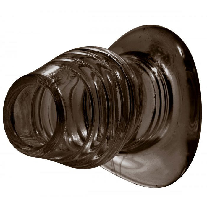 PleasureQuest Black Ergonomic Ribbed Tunnel Anal Plug