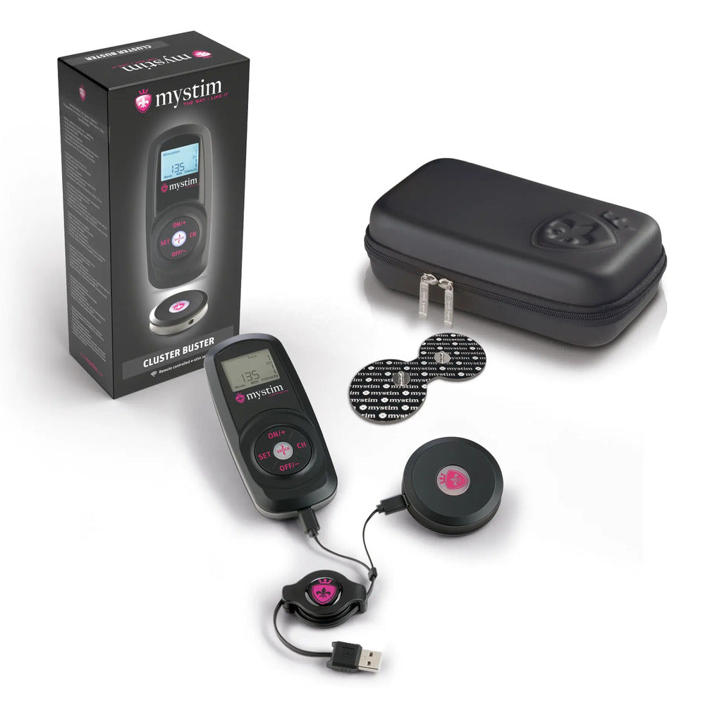 MyStim Black Cluster Buster EStim Unit with Remote Control