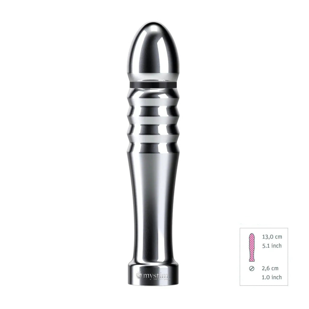 Mystim Silver Electro Stimulation Dildo with Temperature Play